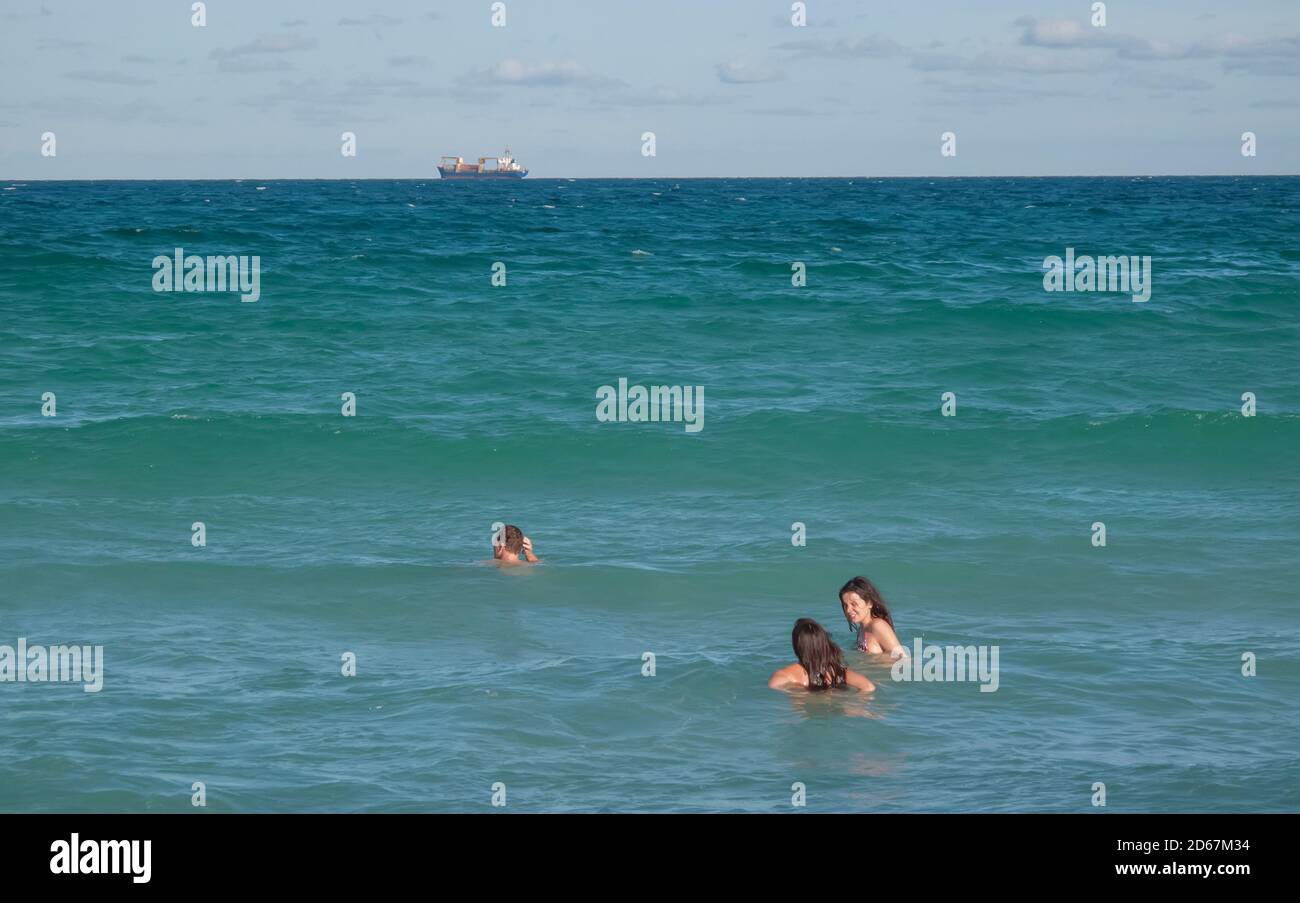 people swimming in sea Miami, Florida, USA Stock Photo