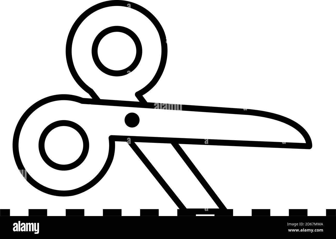 scissors with dotted line over white background, line style, vector