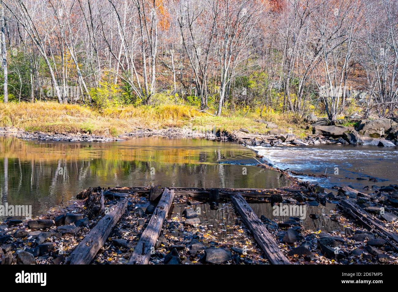 abandoned quarry operation along the Kettle River in Minnesota Stock