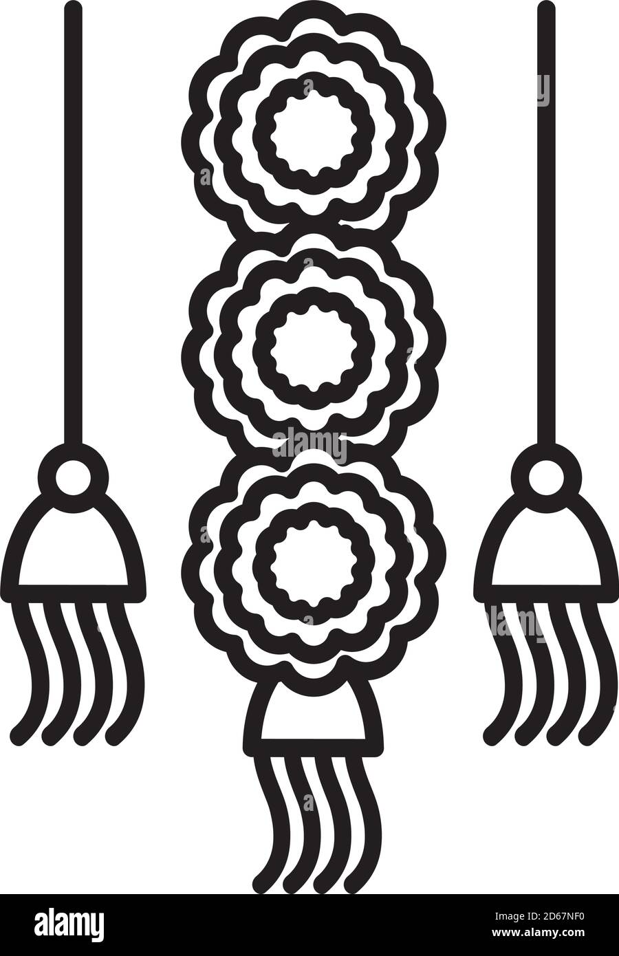 diwali bandhanwar icon over white background, line style, vector ...