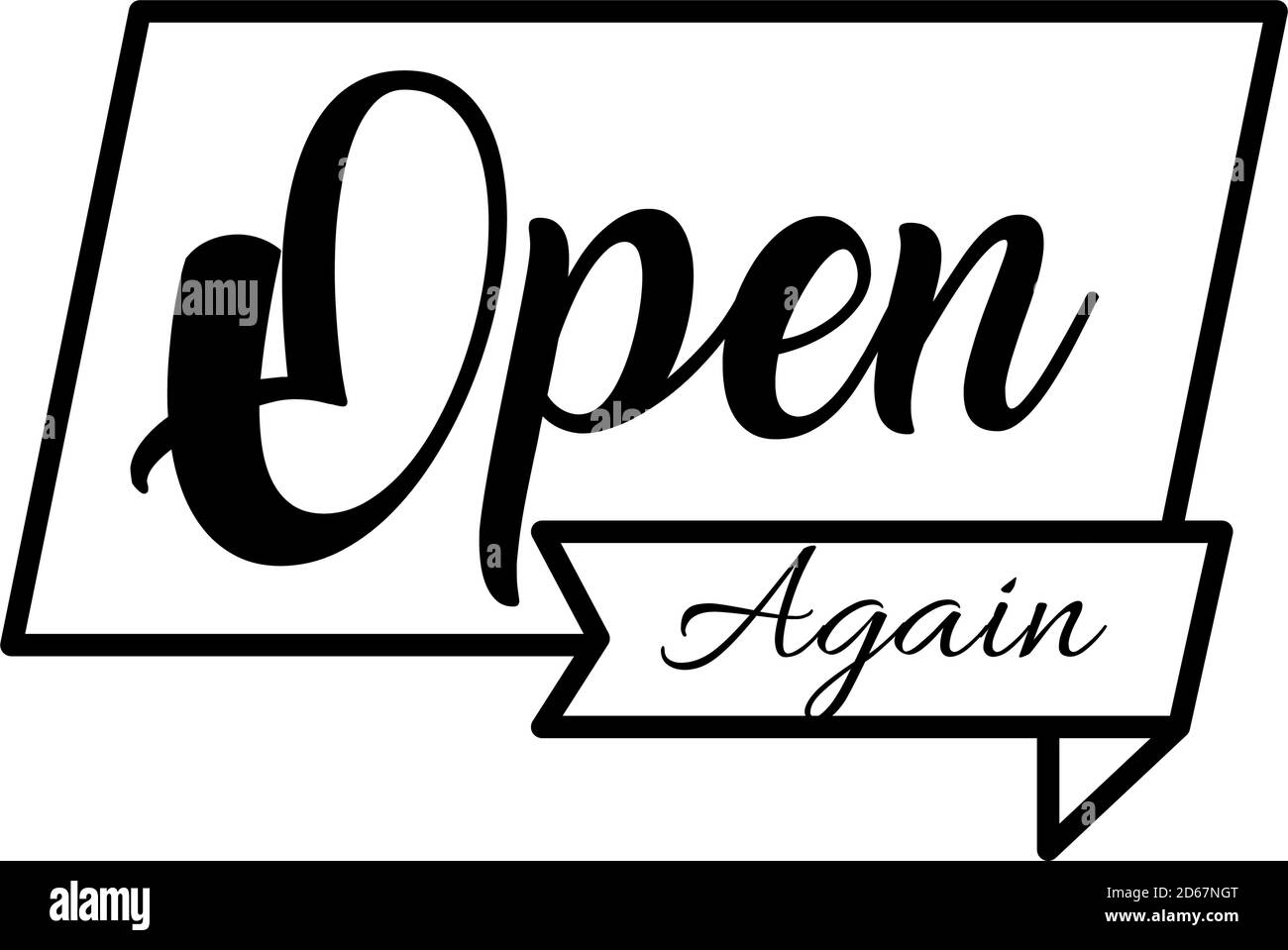 open again sign icon over white background, line style, vector ...