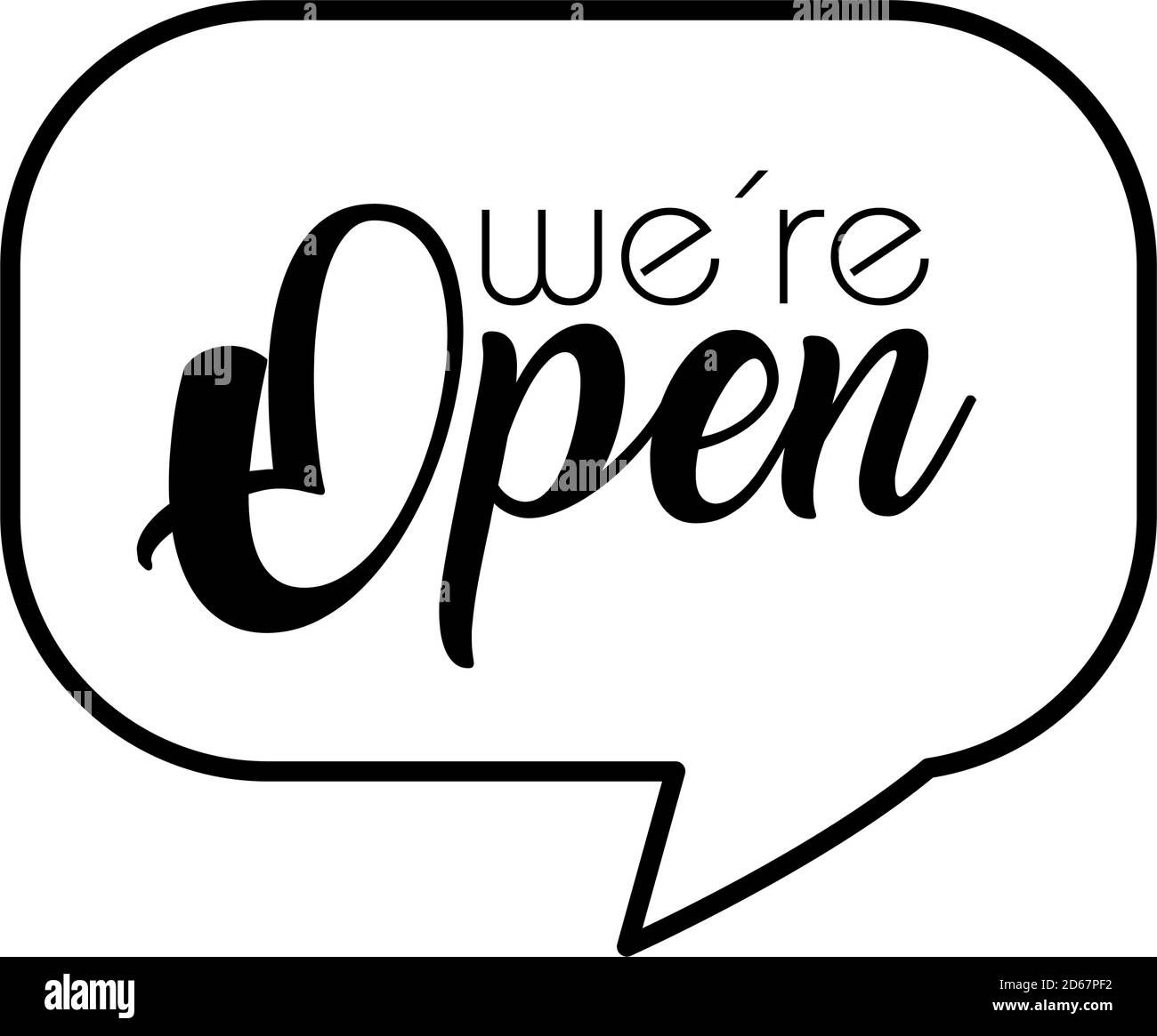 speech bubble of we are open sign over white background, line style