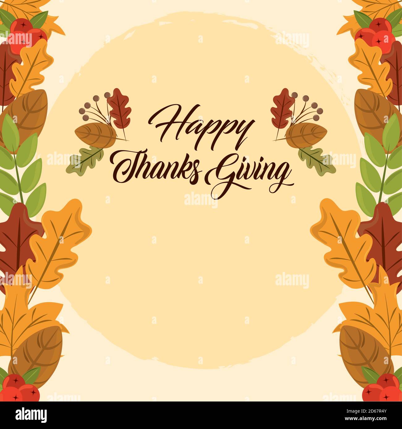 happy thanksgiving day, greeting card foliage nature leaves decoration ...