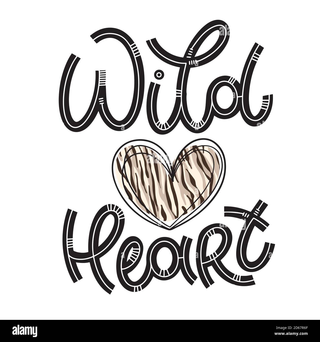 Wild heart lettering boho inspirational Royalty Free Vector