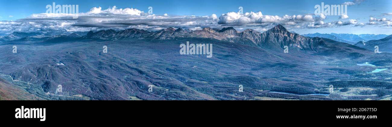 The amazing landscape of Jasper National Park at the top of the Sky Tram. Stock Photo