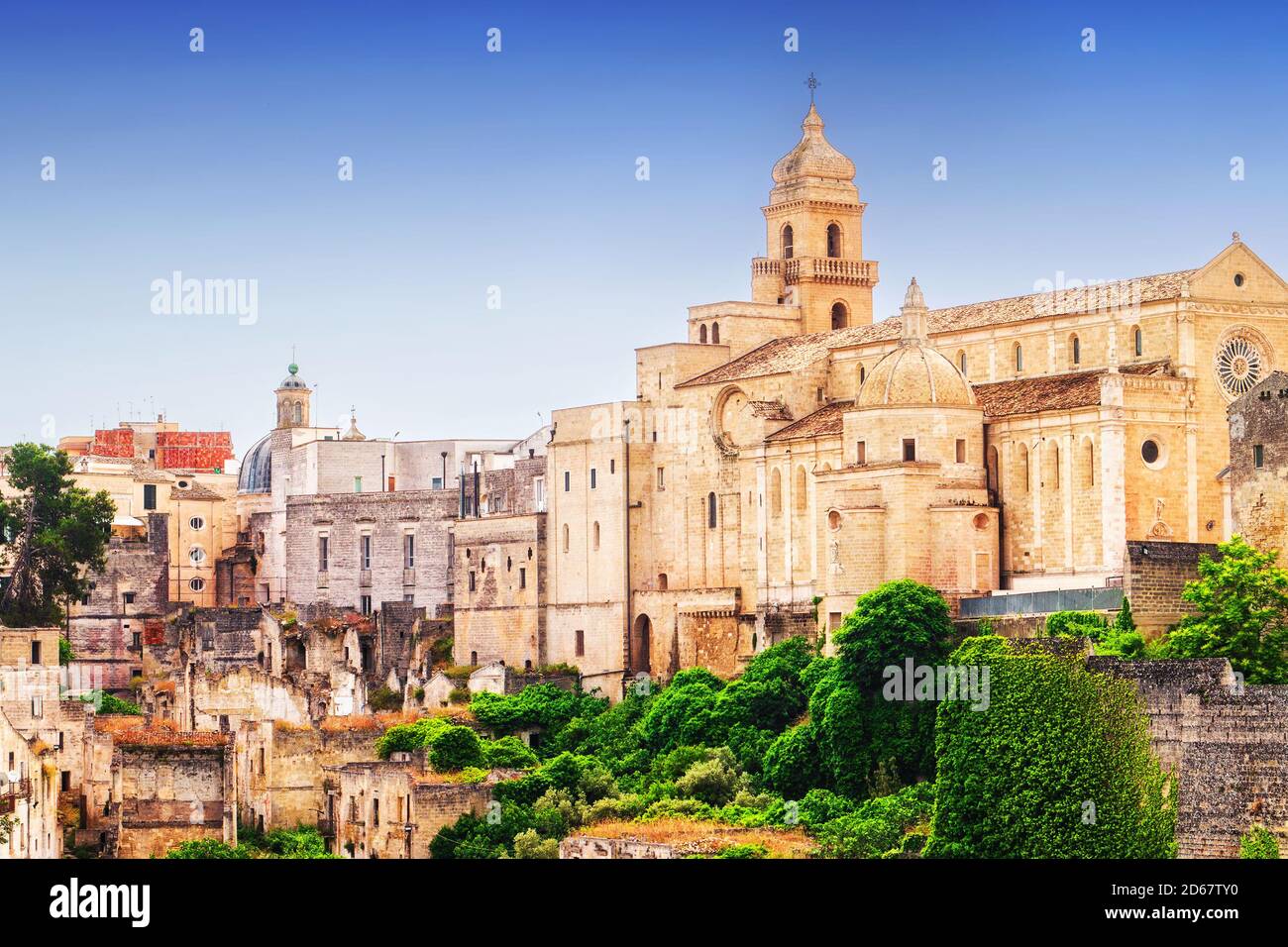 The old town of Gravina in Puglia in Southern Italy at sunset Stock Photo