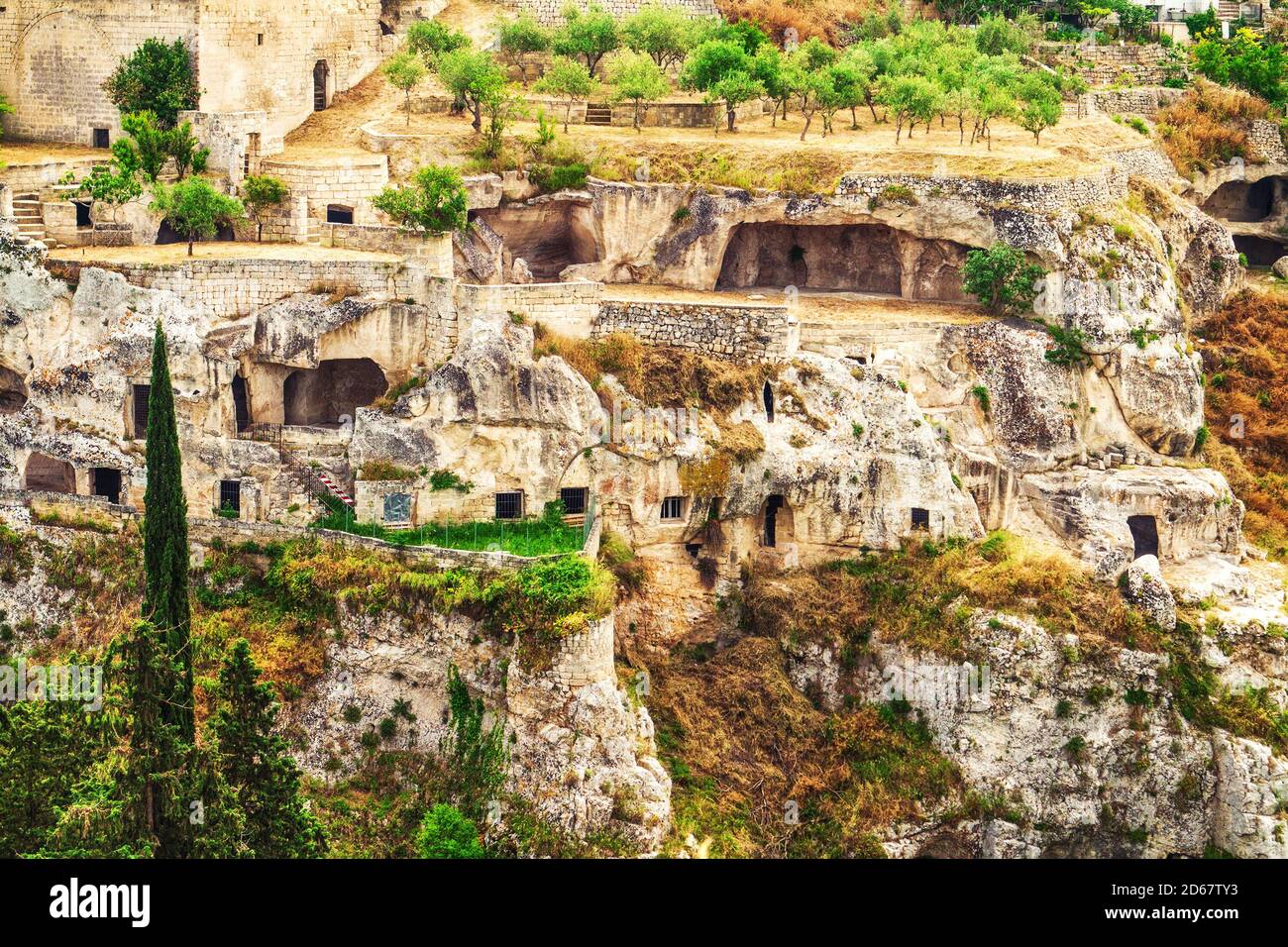The old town of Gravina in Puglia in Southern Italy at sunset Stock Photo