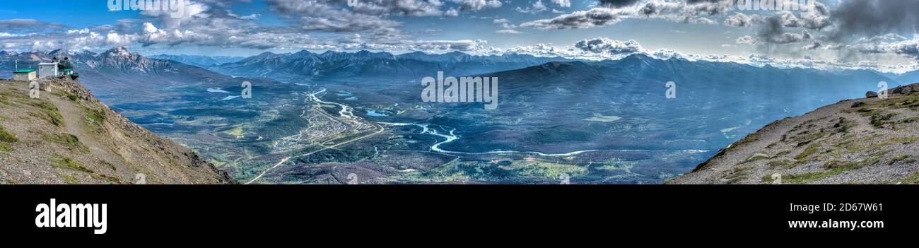The amazing landscape of Jasper National Park at the top of the Sky Tram. Stock Photo
