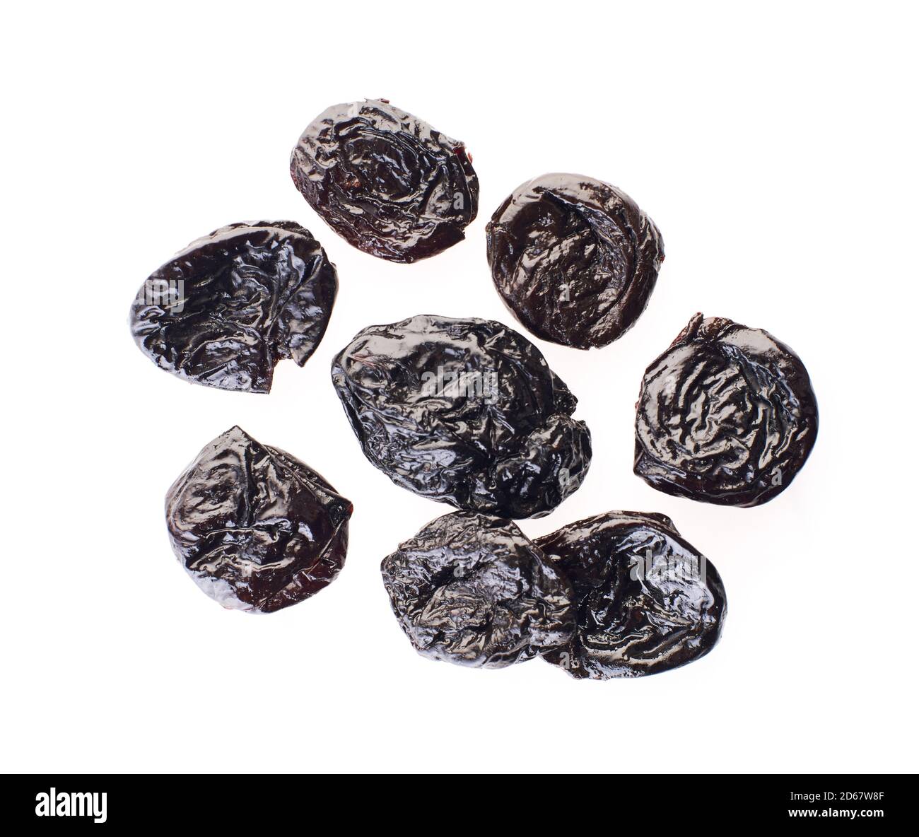 prunes with clipping path on a white isolated background Stock Photo