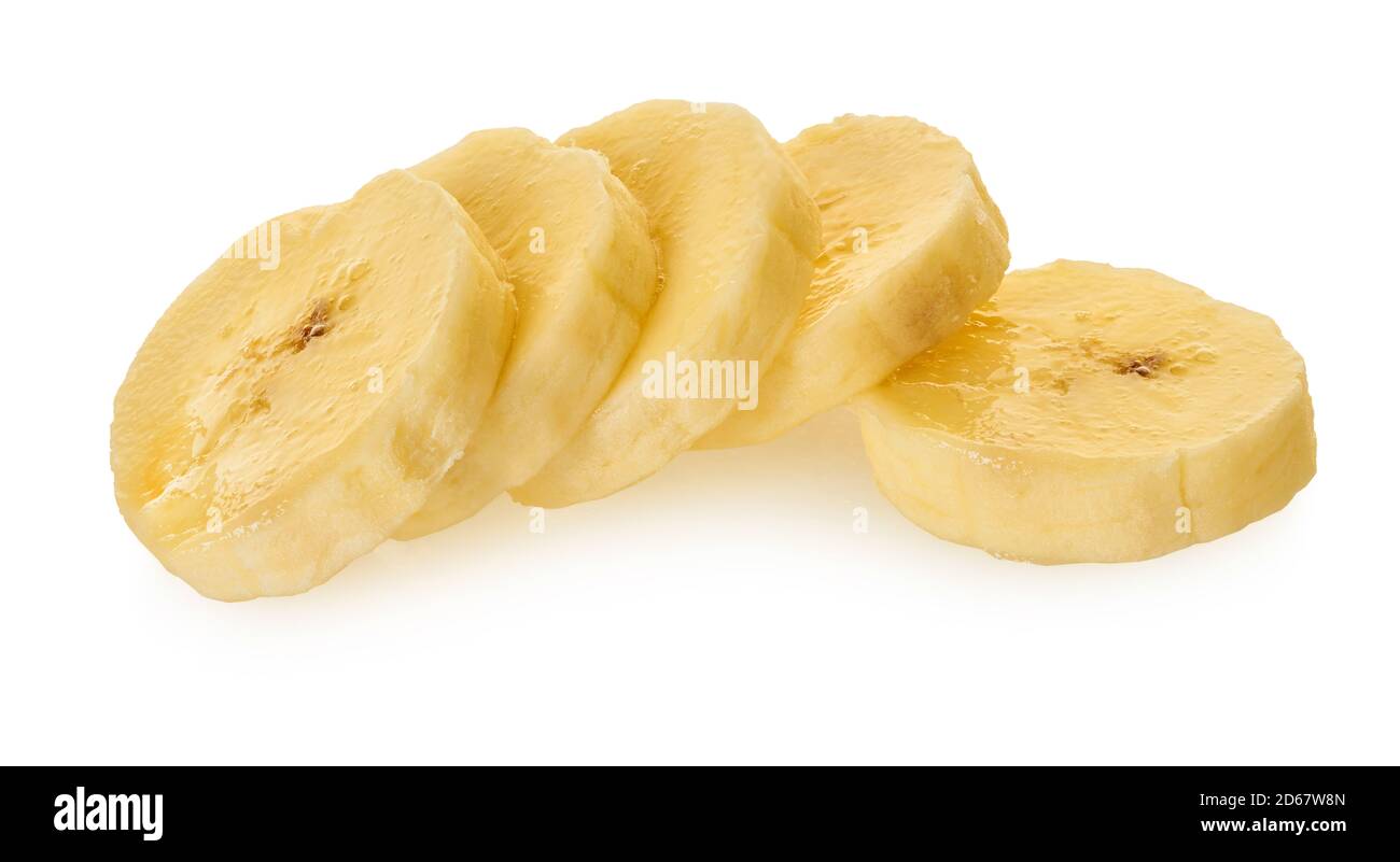 Isolated Banana. Ripe banana slice isolated on white background with  clipping path (at ALL sizes). Isolation is on a transparent layer in the PNG  form Stock Photo - Alamy