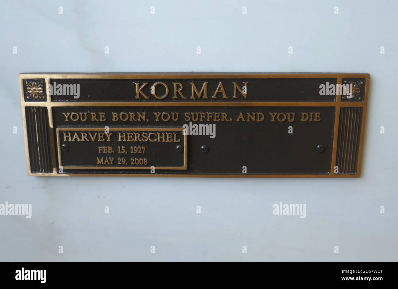 Santa Monica, California, USA 14th October 2020 A general view of atmosphere of actor Harvey Korman's grave in Mausoleum at Woodlawn Cemetery on October 14, 2020  in Santa Monica, California, USA. Photo by Barry King/Alamy Stock Photo Stock Photo