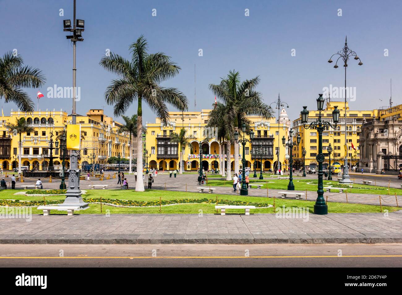 Plaza Mayor and Municipal Palace, Plaza de Armas, 'Plaza de Armas de Lima', Lima, Peru,South America Stock Photo