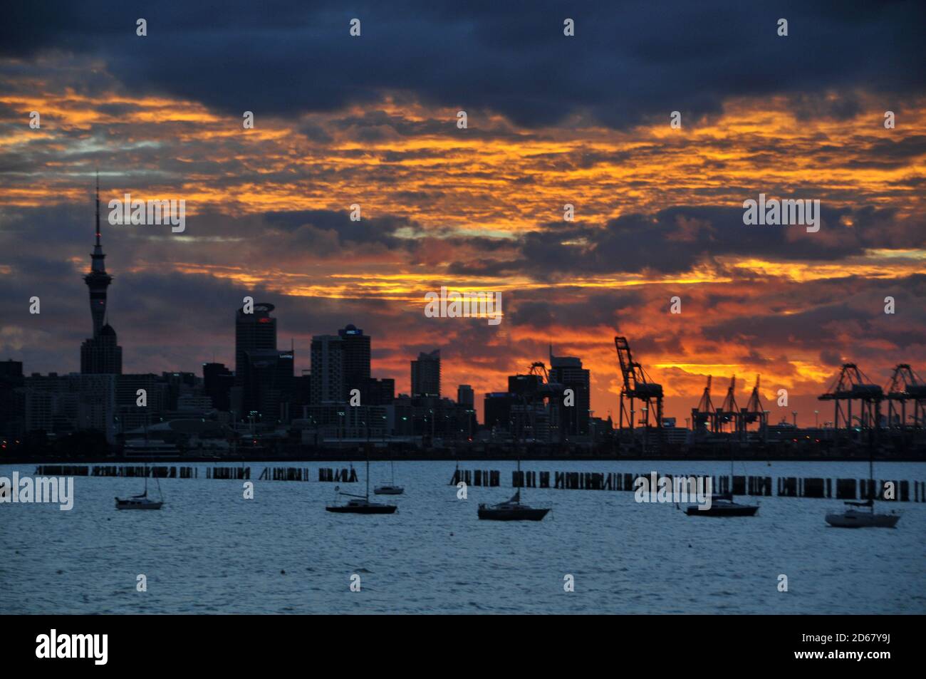 Auckland sunset, New Zealand Stock Photo