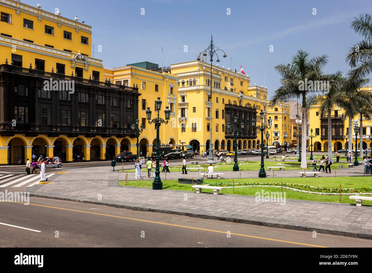 Plaza Mayor and Municipal Palace, Plaza de Armas, "Plaza de Armas de Lima", Lima, Peru,South America Stock Photo