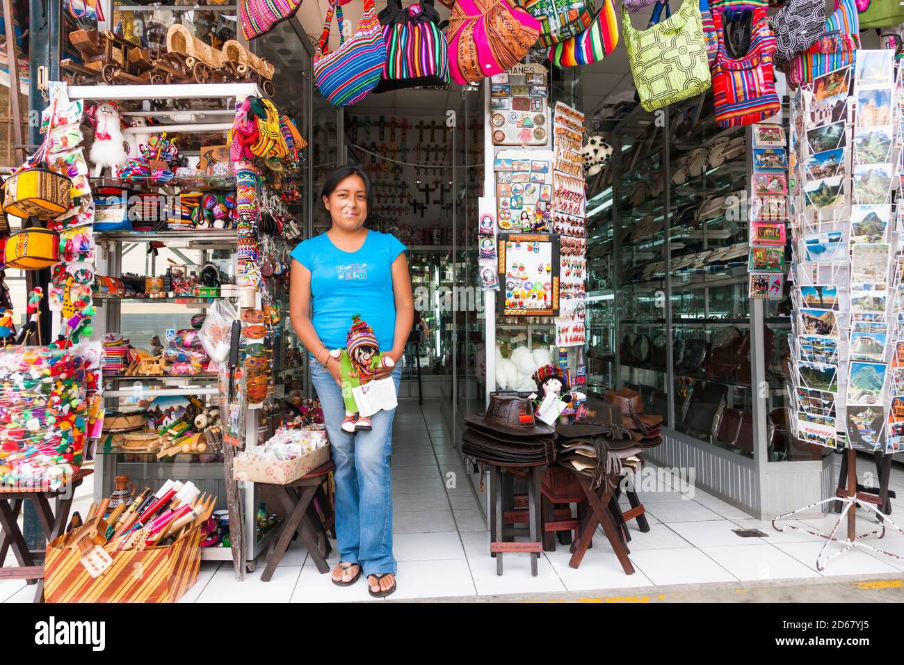 Shop of Peruvian souvenir market, 'Inka Plaza',  Miraflores, Lima, Peru,South America Stock Photo