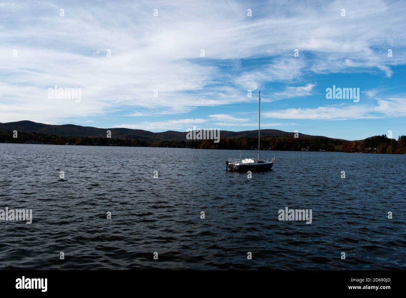 A beautiful fall day by the lake in Berkshire MA. Stock Photo