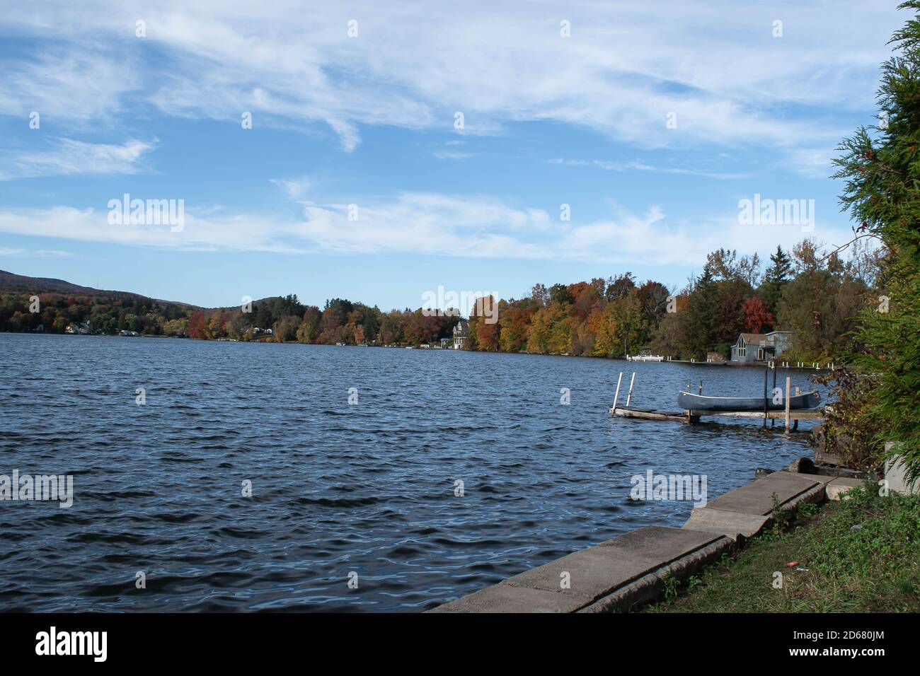 A beautiful fall day by the lake in Berkshire MA. Stock Photo