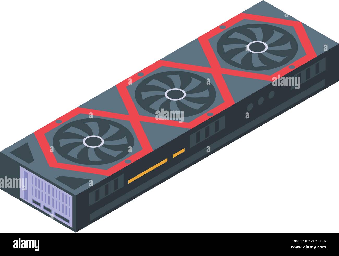 Triple fan video card icon, isometric style Stock Vector