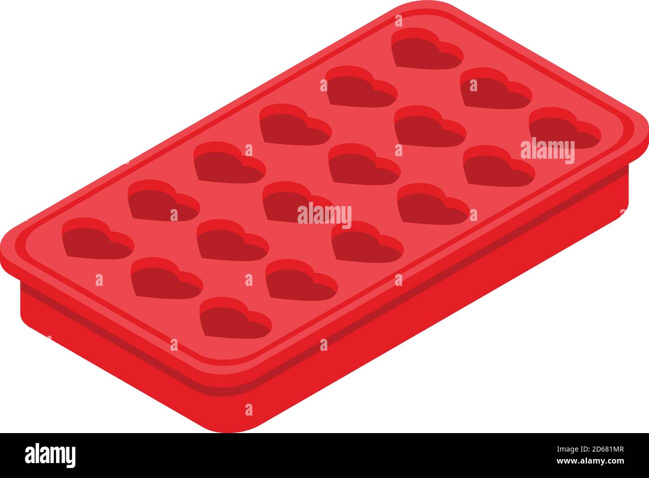Hearts ice tray icon, isometric style Stock Vector