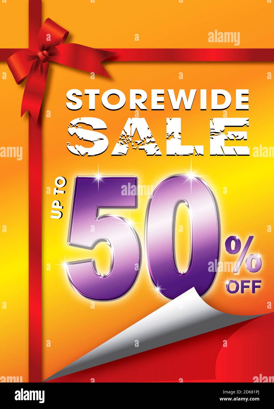 Store wide sale up to 50 percent poster Stock Photo