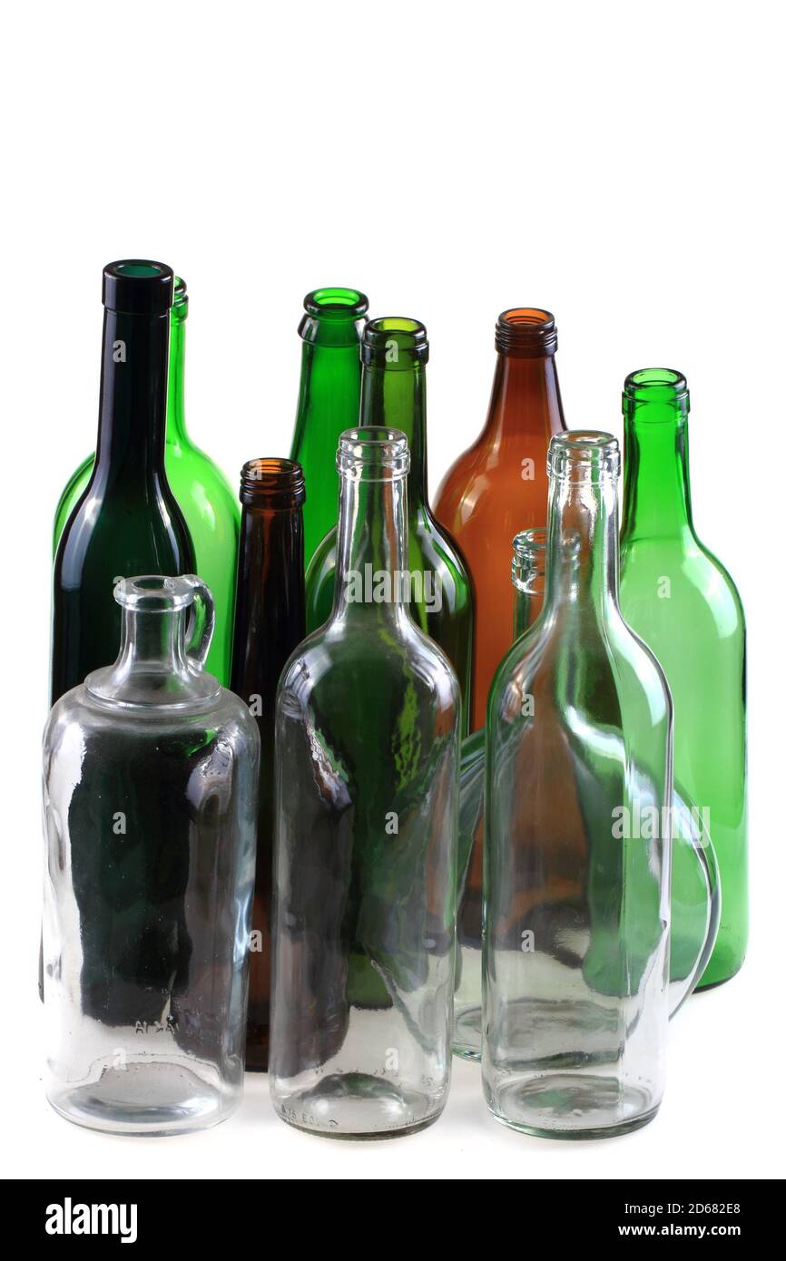 empty glass bottles isolated on the white background Stock Photo - Alamy