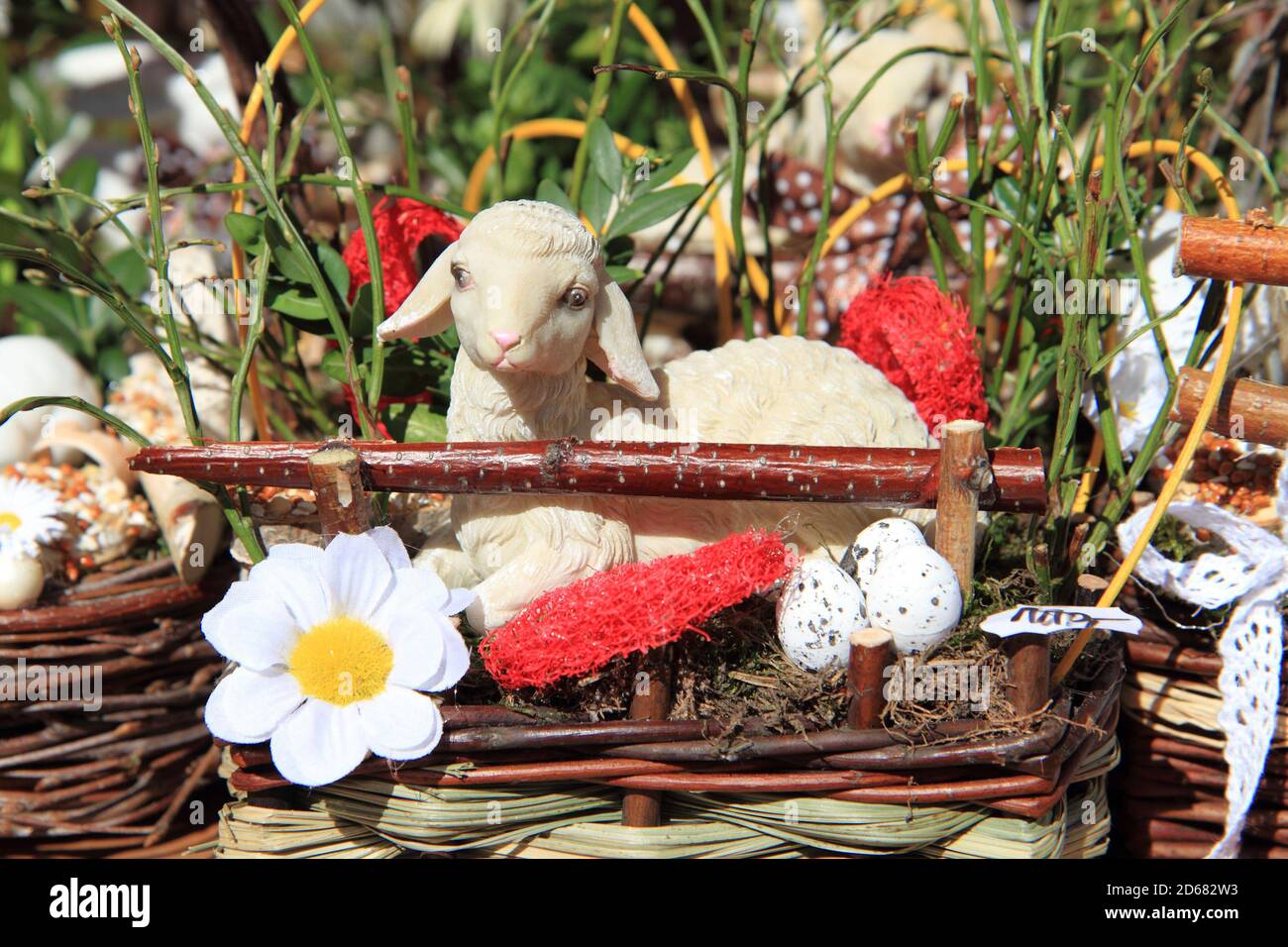 small sheep as nice czech easter background Stock Photo