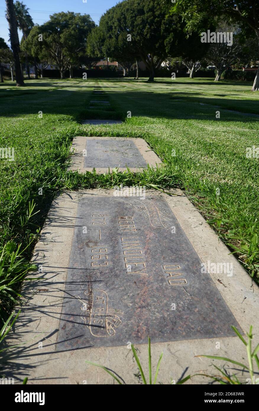 Santa Monica, California, USA 14th October 2020 A general view of atmosphere of actress Audra Lindley's Grave, unmarked, buried with her father Bert Lindley at Woodlawn Cemetery on October 14, 2020  in Santa Monica, California, USA. Photo by Barry King/Alamy Stock Photo Stock Photo