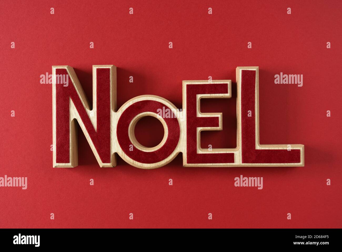 Noel Christmas Sign on red Stock Photo