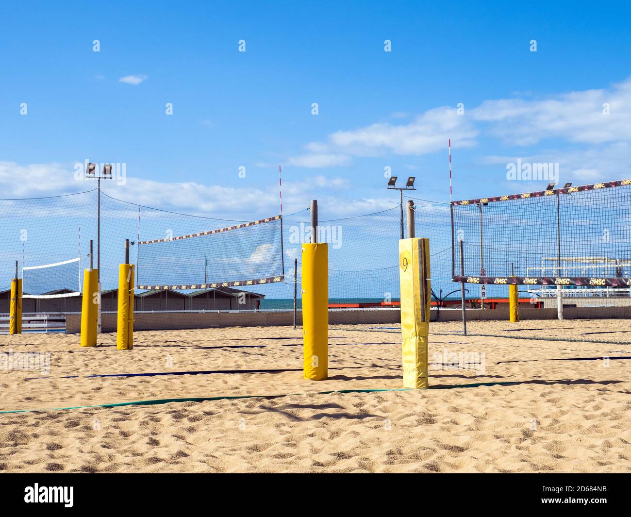 Beach volley field of a bathing resort in Ostia Lido - Rome, Italy Stock Photo