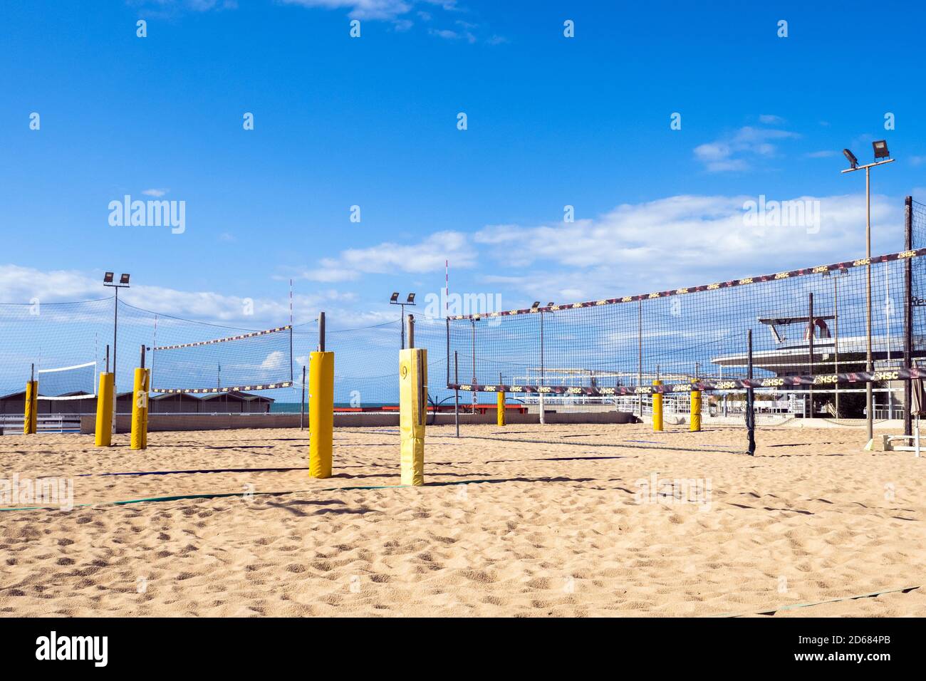 Beach volley field of a bathing resort in Ostia Lido - Rome, Italy Stock Photo