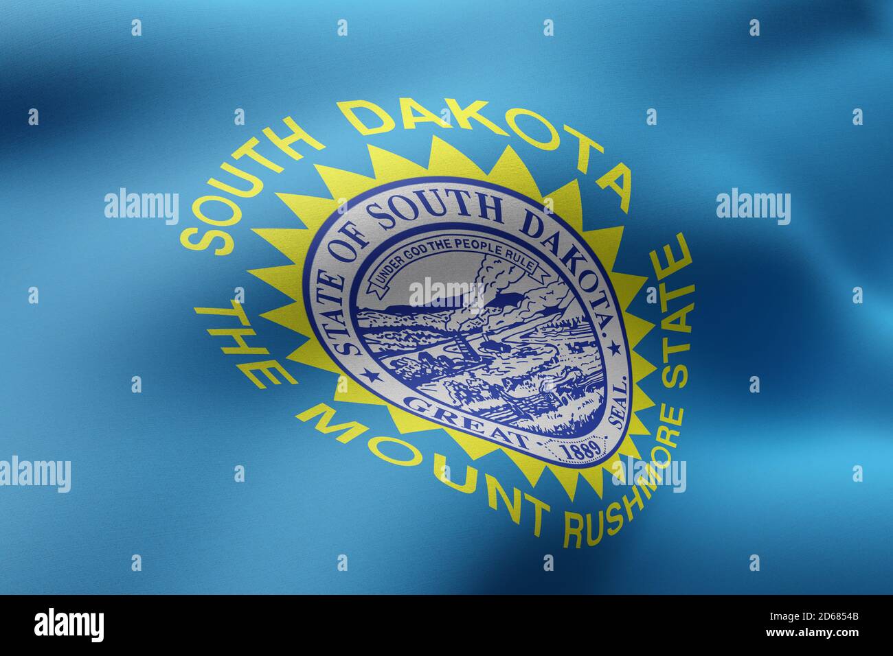 3d rendering of a detailed and textured South Dakota USA State flag Stock Photo