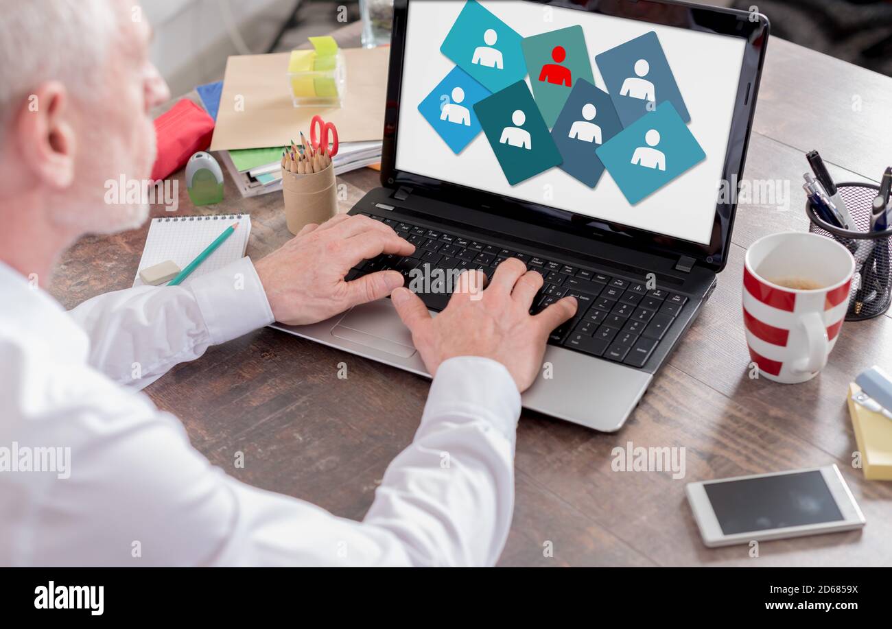 Leadership concept shown on a laptop screen Stock Photo