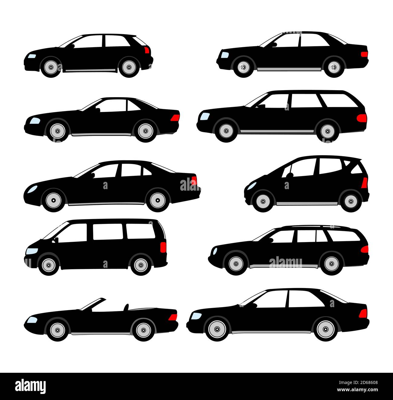 Cars isolated on white background. Ready to apply to your design. Vector illustration Stock Vector