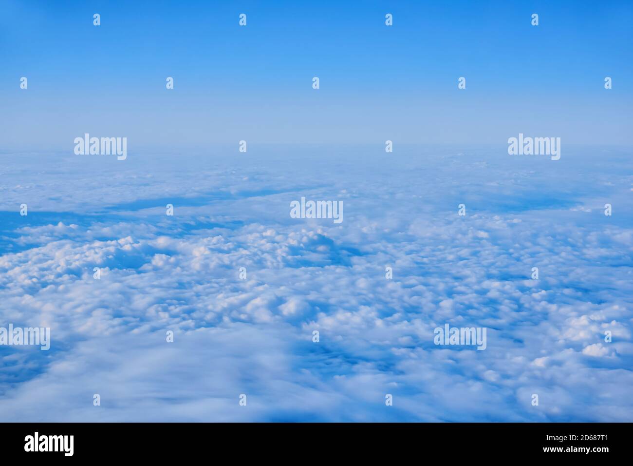 background, cloudscape - continuous cumulus clouds, top view, from an airplane or from space Stock Photo