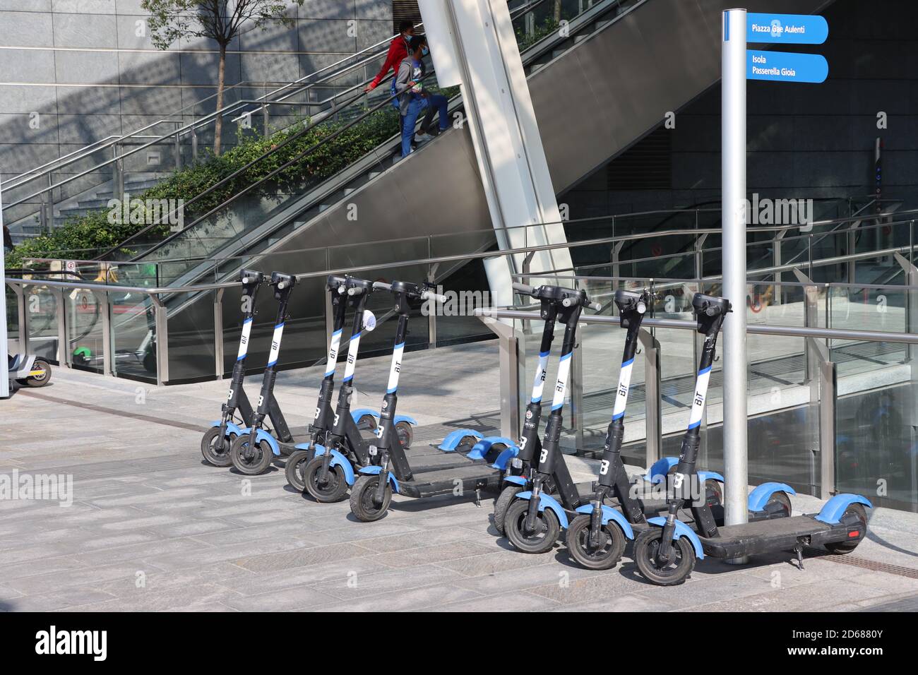 Push scooter station, Milan, Italy Stock Photo Alamy