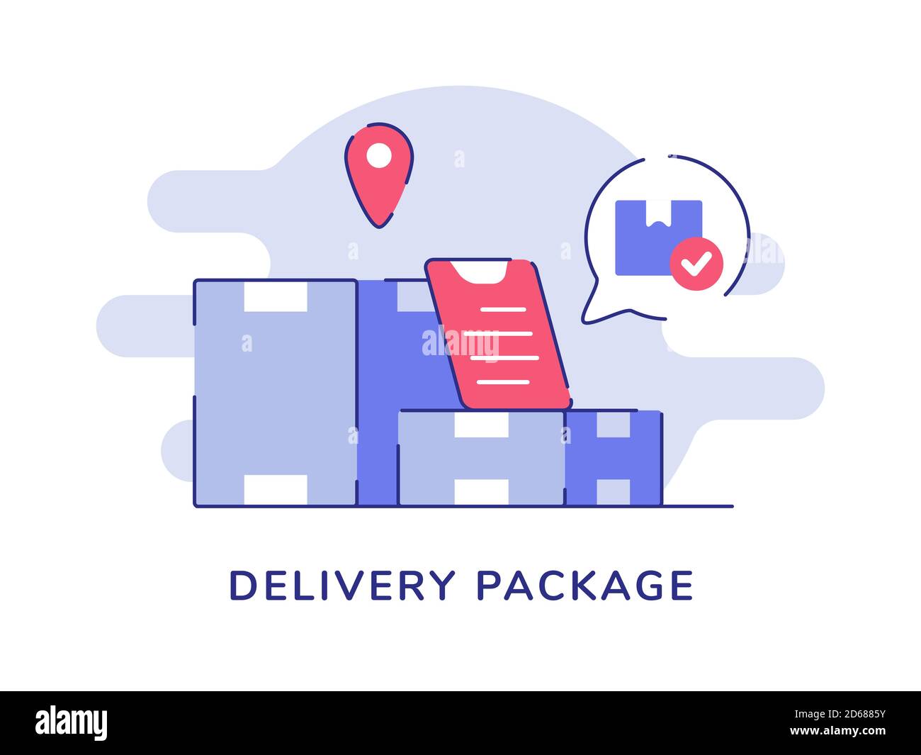 Delivery package concept box shipping cardboard pointer location white ...