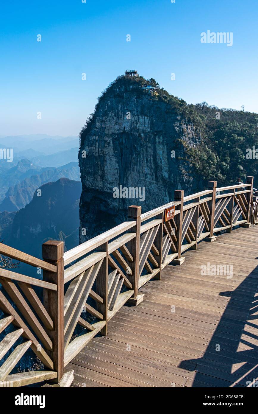 Breathtaking cliff hanging walkway at Tianmen Mountain in Zhangjiajie