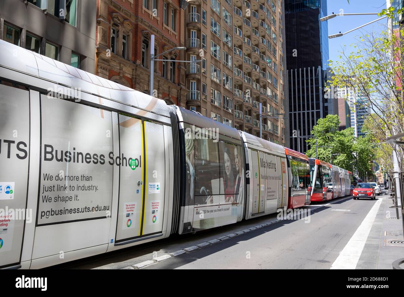 Sydney light rail train in George Street Sydney city centre,NSW ...