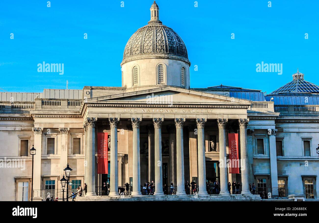 National portrait gallery on Trafalgar Square. London, United Kingdom. Stock Photo
