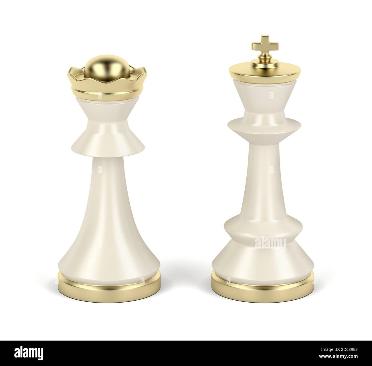 Queen and king chess pieces on white background Stock Photo - Alamy