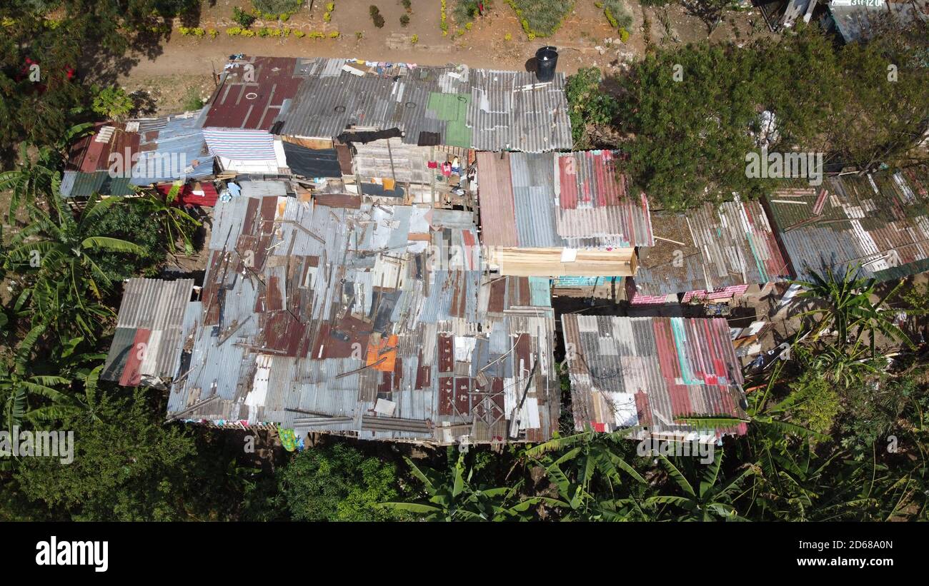 Old Rusty Sheet Metal House Roofs Stock Photo - Alamy