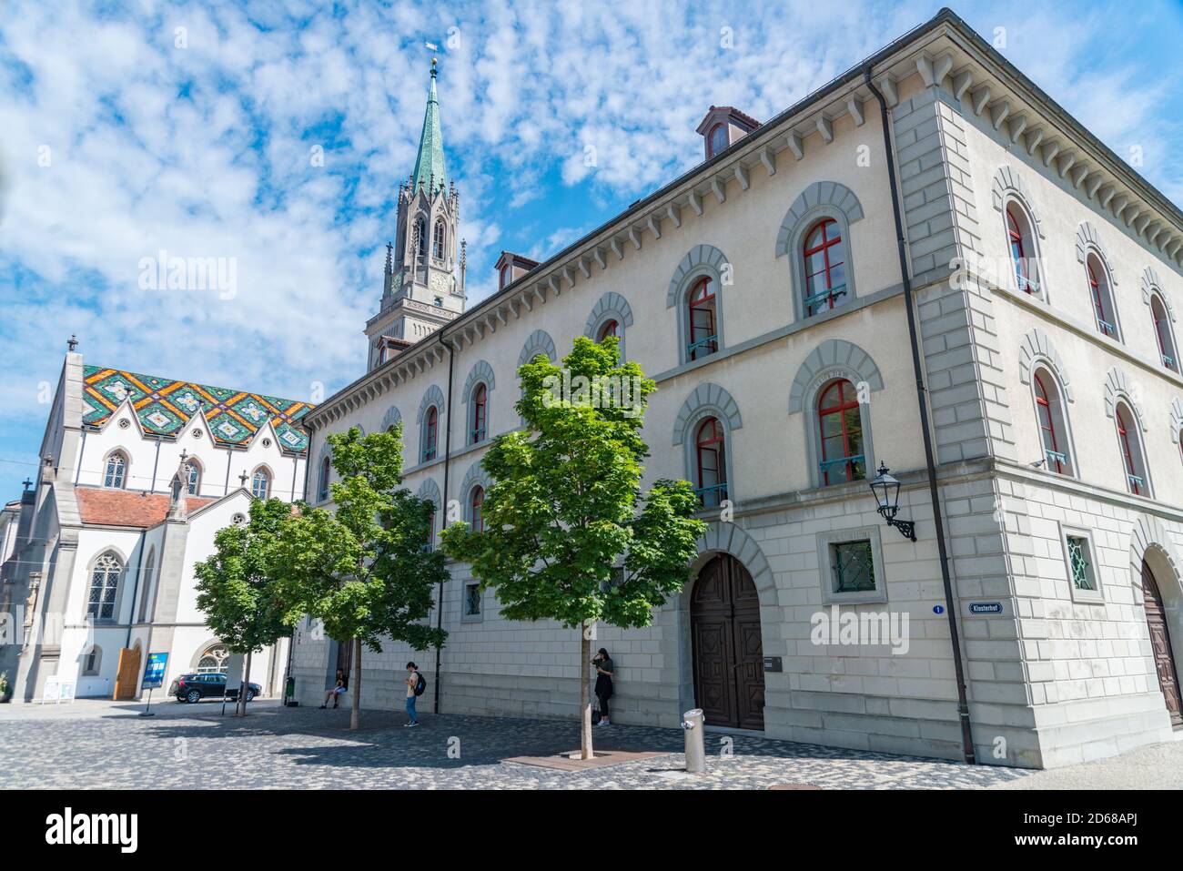 Old town of St. Gallen and St. Laurenzen Church, Switzerland Stock Photo