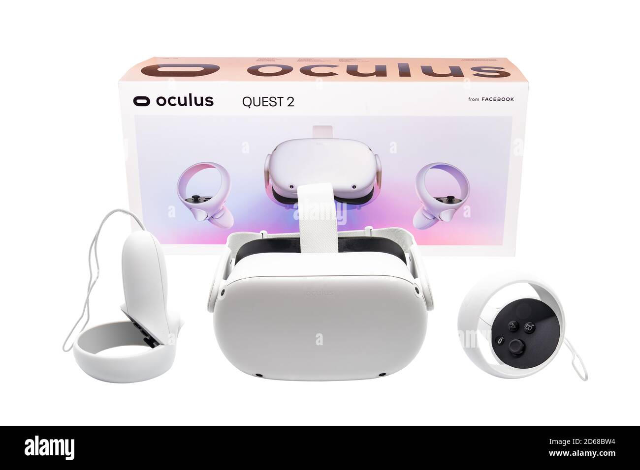 Huelva, Spain - October 14, 2020: Oculus Quest 2, the next generation of all-in-one VR. With a redesigned all-in-one form factor, new Touch controller Stock Photo