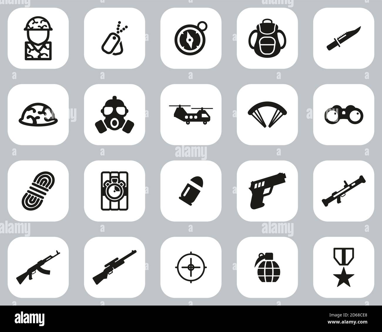 Commandos Or Special Forces Icons Black & White Flat Design Set Big ...