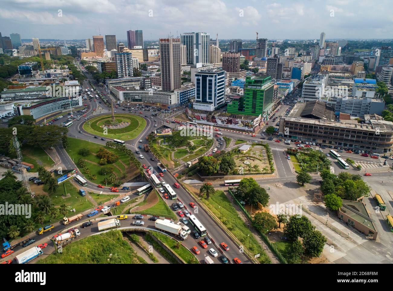 Cote d'Ivoire (Ivory Coast), Abidjan aerial view of the business