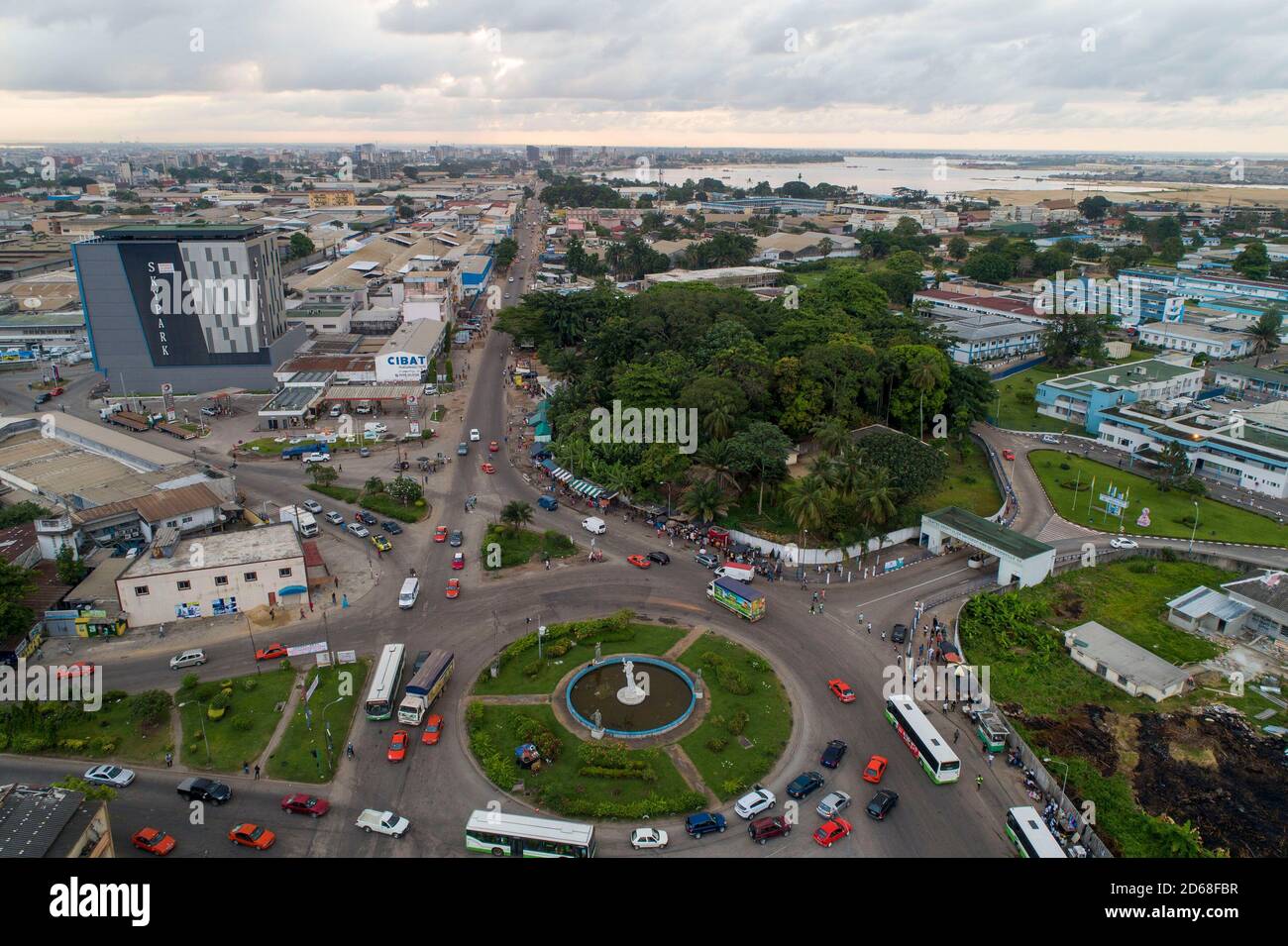 Cote d'Ivoire (Ivory Coast), Abidjan: aerial view of the district of Treichville from the University Hospital Stock Photo