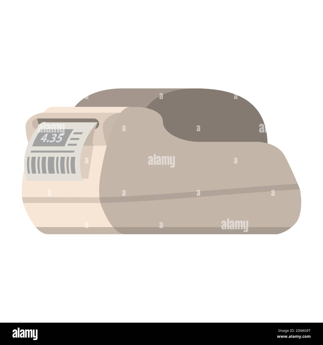 Bar code printer.Label printer isolated on white background.Vector flat realistic illustration. Stock Vector