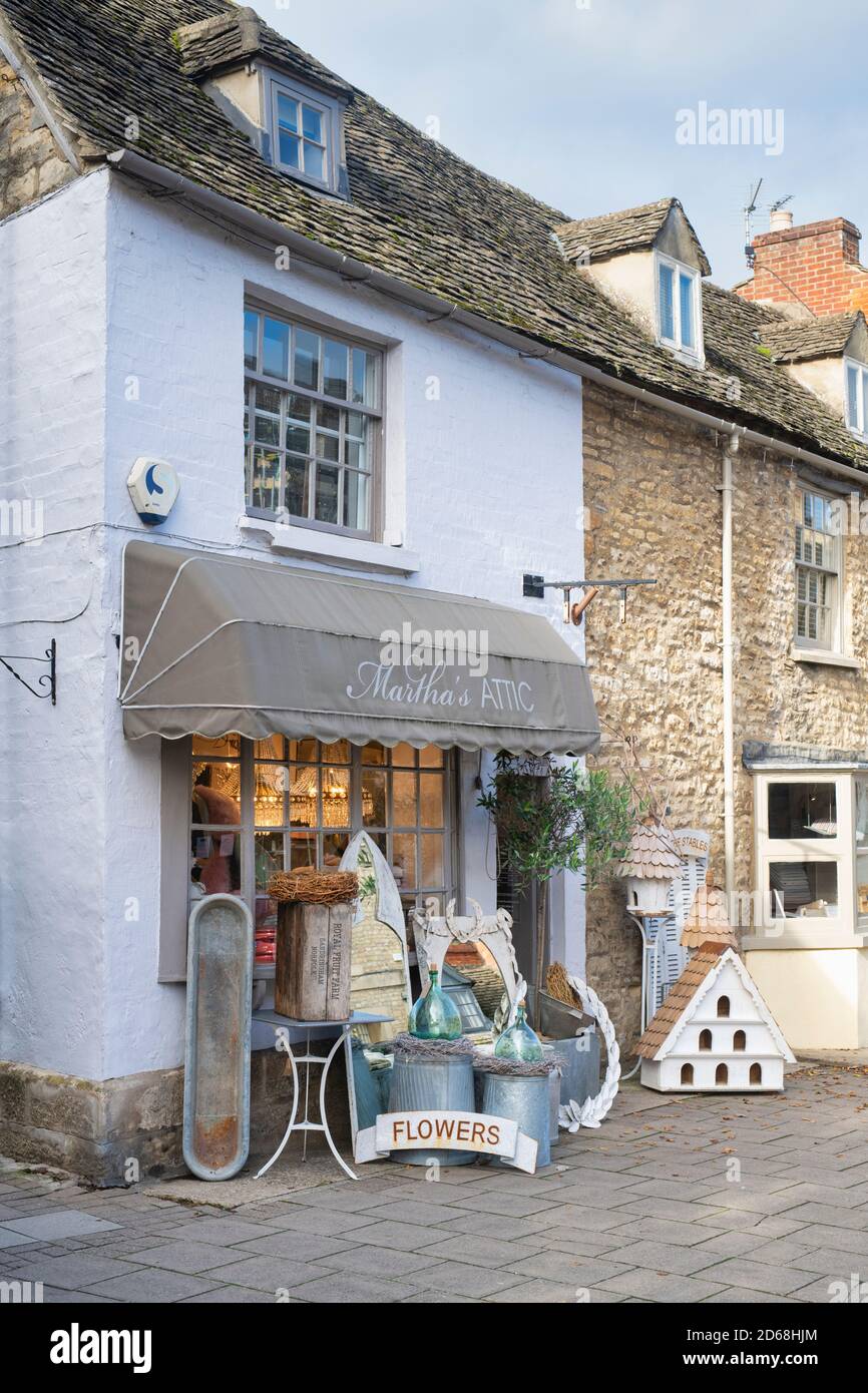 Martha's attic antique shop. Woodstock, Oxfordshire, England Stock Photo