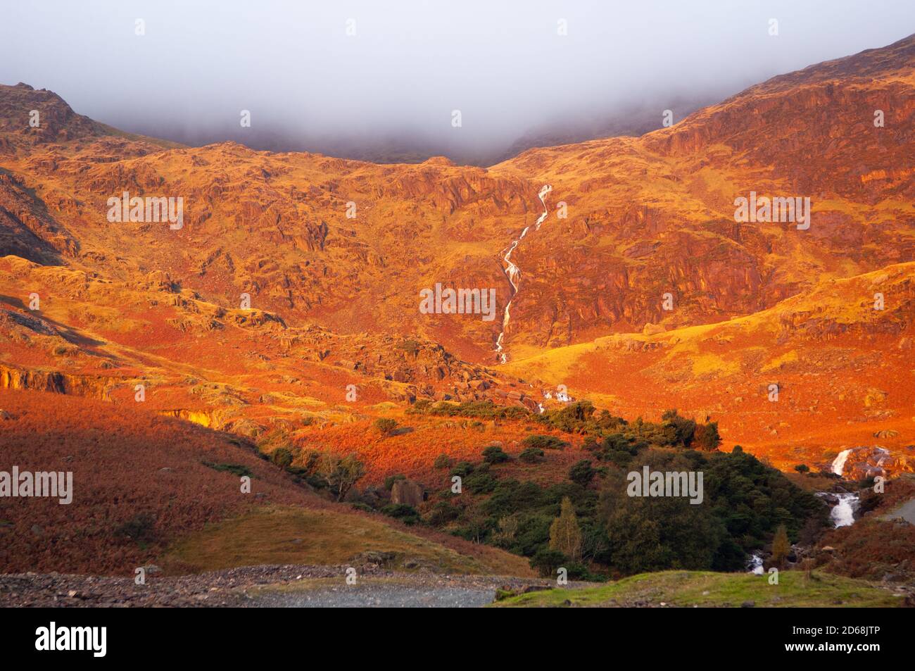 Golden Light on the English Lake District Fells. Stock Photo