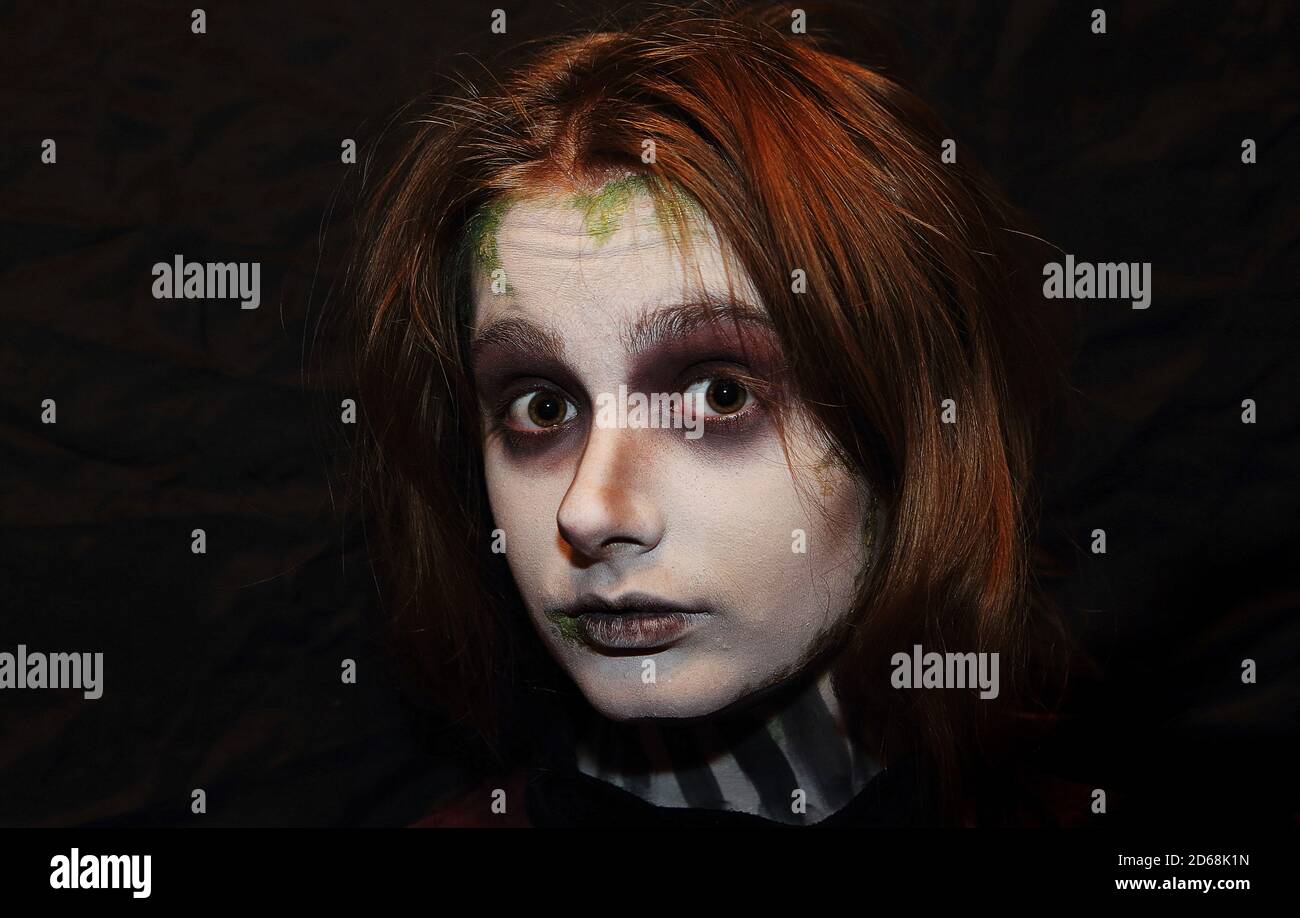 young girl with horror makeup Stock Photo